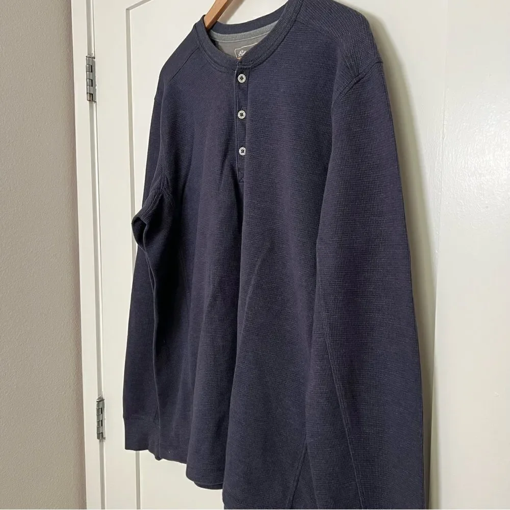 Eddie Bauer Thermal Shirt Mens Size XL Tall Heather Navy Long Sleeve Ultrasoft
